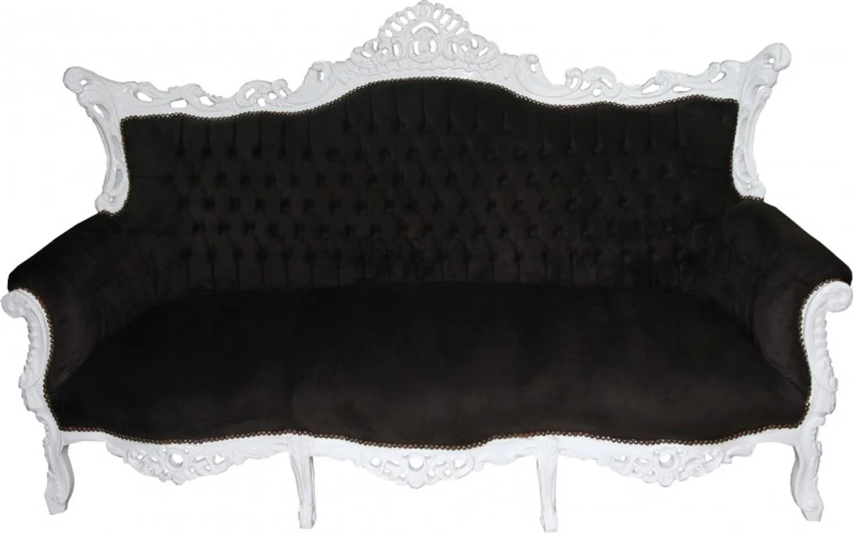 Barock Wohnzimmer Set Master Schwarz/Weiss - 3er Sofa+2er Sofa + 1 Sessel