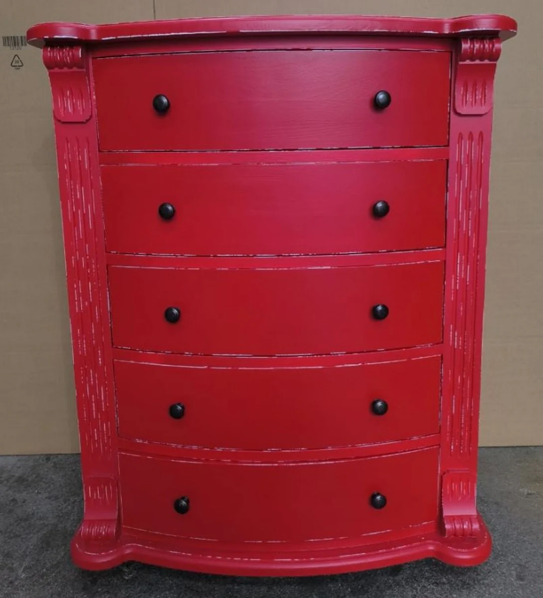 Landhausstil Kommode mit 5 Schubladen Antik Rot H. 100 cm