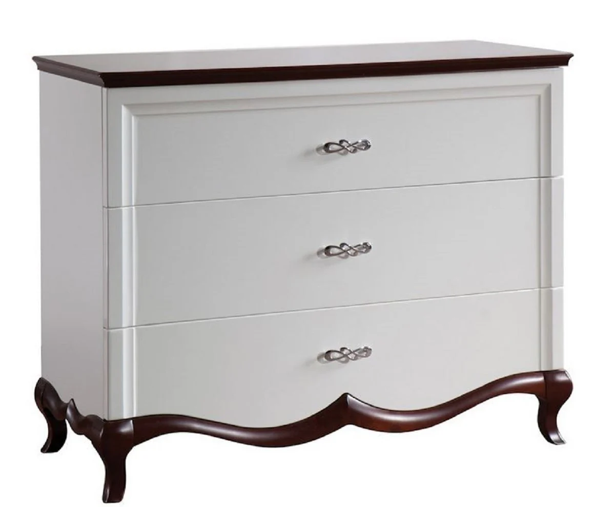 Luxury Art Deco chest of drawers with 3 drawers white / dark brown 114 x 46.5 x H. 90.2 cm - luxury quality