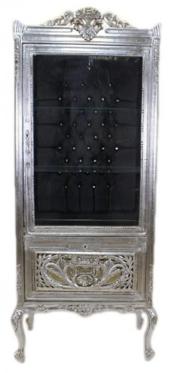 Baroque display cabinet silver / black - display cabinet - living room cabinet glass display cabinet