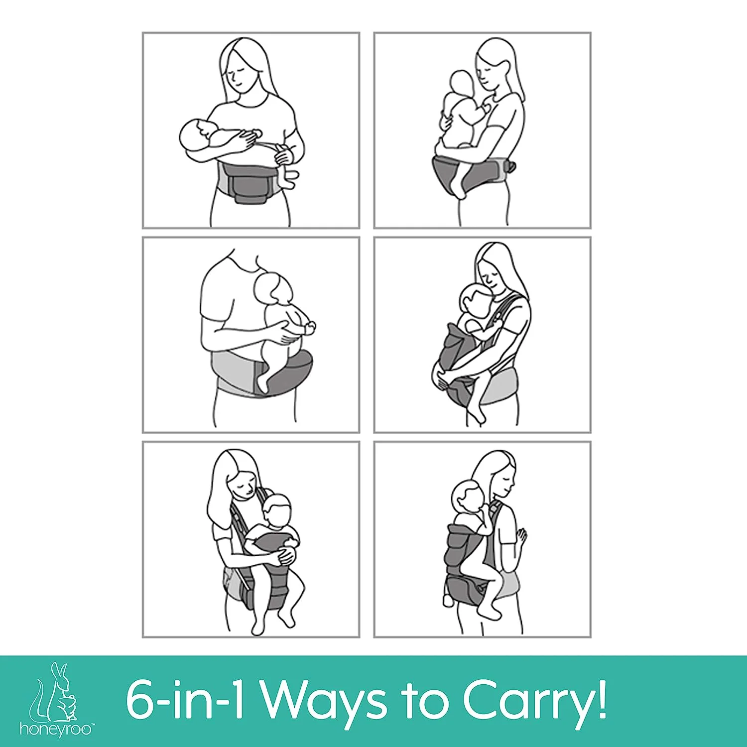 Babytrage, Joey Classic, ergonomischer 3D-Hüftsitz, neue magnetische Selbstschnallen-Clips, leicht und atmungsaktiv – 6-in-1-Positionsdesign, 3–36 Monate, Vorder- und Rückentrage, Platingrau