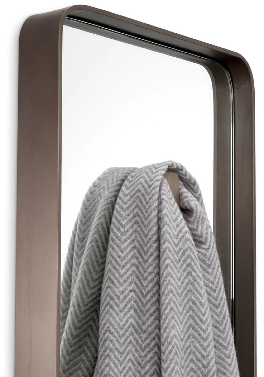 Luxus Wandspiegel Bronze 30 x 5 x H. 160 cm - Rechteckiger Spiegel mit Kleiderhaken - Wohnzimmer Spiegel - Schlafzimmer Spiegel - Garderoben Spiegel - Luxus Möbel - Luxus Interior