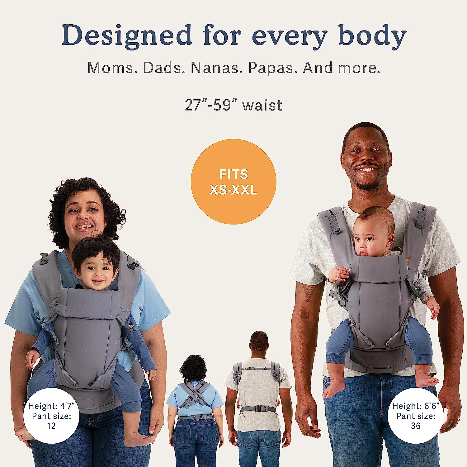 Babytrage für Neugeborene bis Kleinkinder – alle Positionen Babytrage, Babytrage-Rucksack und Baby-Vordertrage mit verstellbarem Sitz, ergonomische Babytrage, 3,3–15,6 kg (Marineblau)