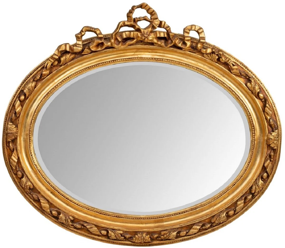Baroque mirror gold 129 x 12 x H. 112 cm - Oval wall mirror in baroque style - Antique style wardrobe mirror - Living room mirror - Baroque furniture