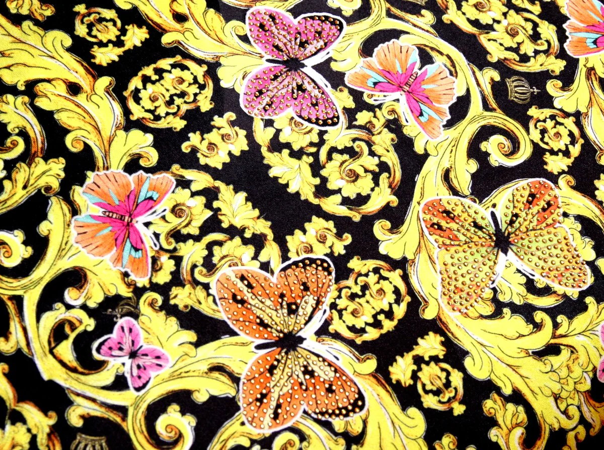 Huge XXL luxury baroque cushion Flowers & Butterflies Pompöös by Harald Glööckler 80 x 80 cm with sparkling rhinestones