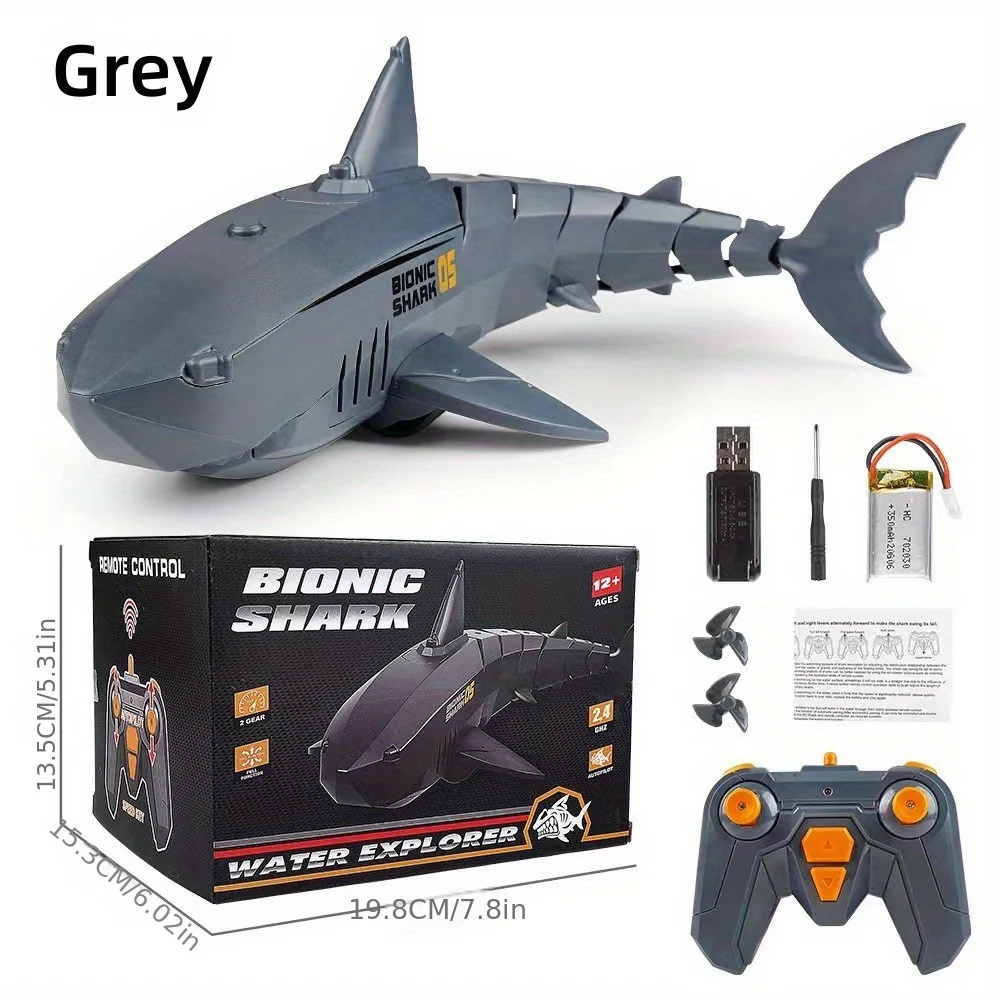 Simulation Elektrische Fernbedienung Licht Hai Wasser Spielen Schaukel Blau Meer Schnellboot Riesen Zahn Hai Mechanische Modell Spielzeug
