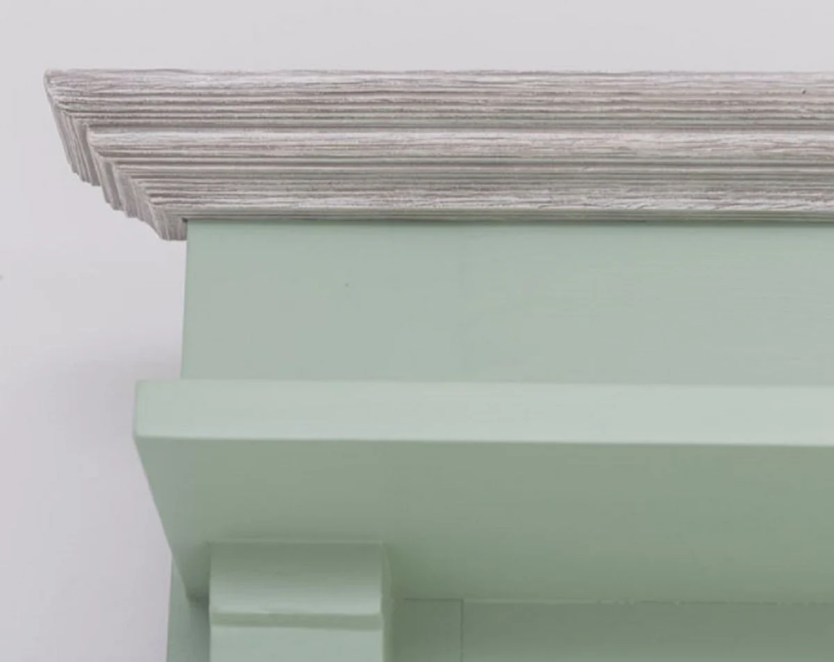 Country house style wardrobe mint green / gray 180 x 41 x H. 210 cm - solid wood wardrobe with mirror - solid wood wardrobe furniture - country house style wardrobe furniture