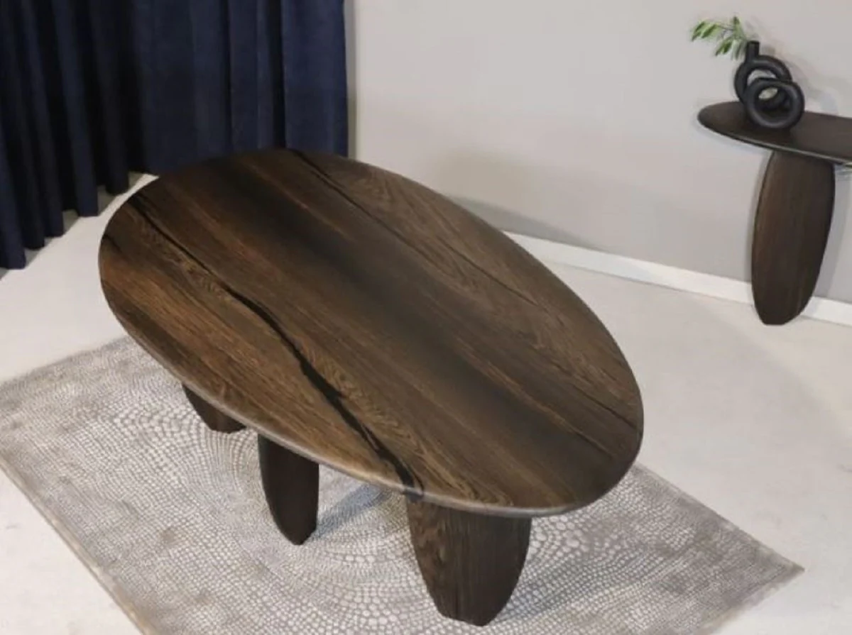 Luxury solid wood dining table dark brown 220 x 120 x H. 76 cm - oak wood dining room table - dining room furniture - luxury furniture