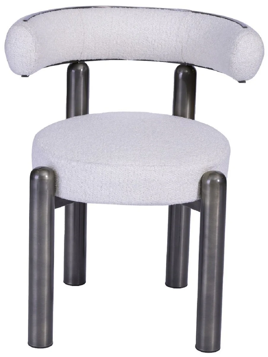 Luxury dining room chair with curved backrest white / gray - dining room furniture