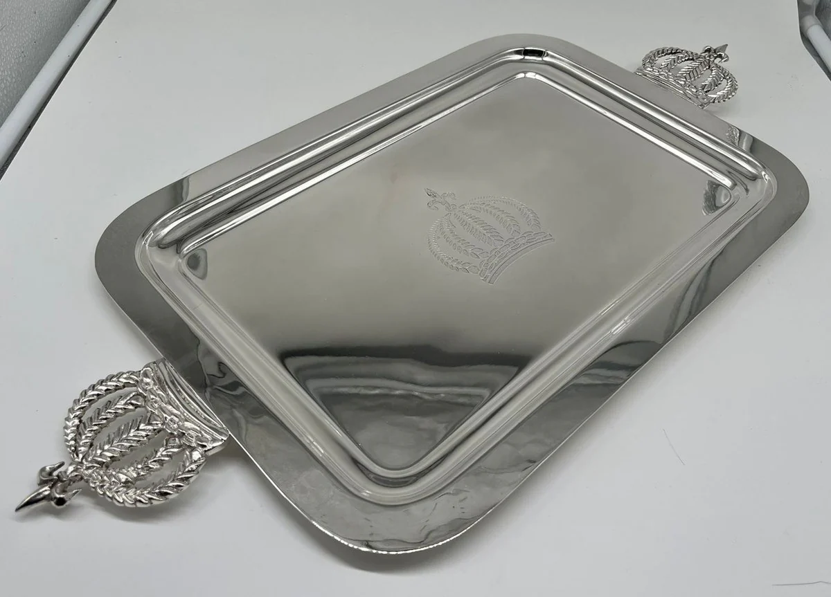 Pompöös by Luxury Baroque Serving Tray Crown Silver 42 cm - designed by Harald Glööckler