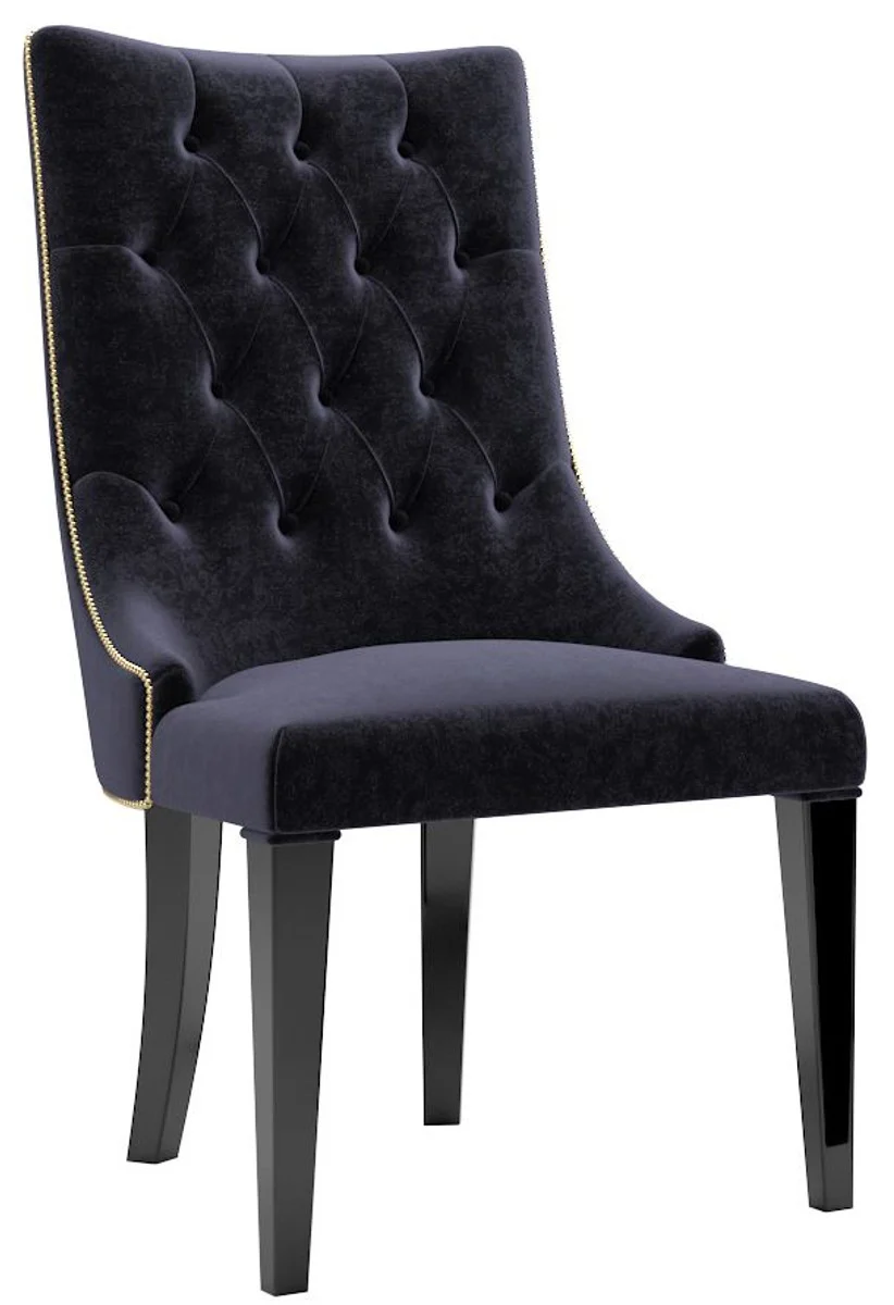 Luxury Baroque dining room chair set purple / black / gold 54 x 55 x H. 110 cm - Noble kitchen chairs with velvet fabric - Baroque chairs set of 6 - Dining room furniture