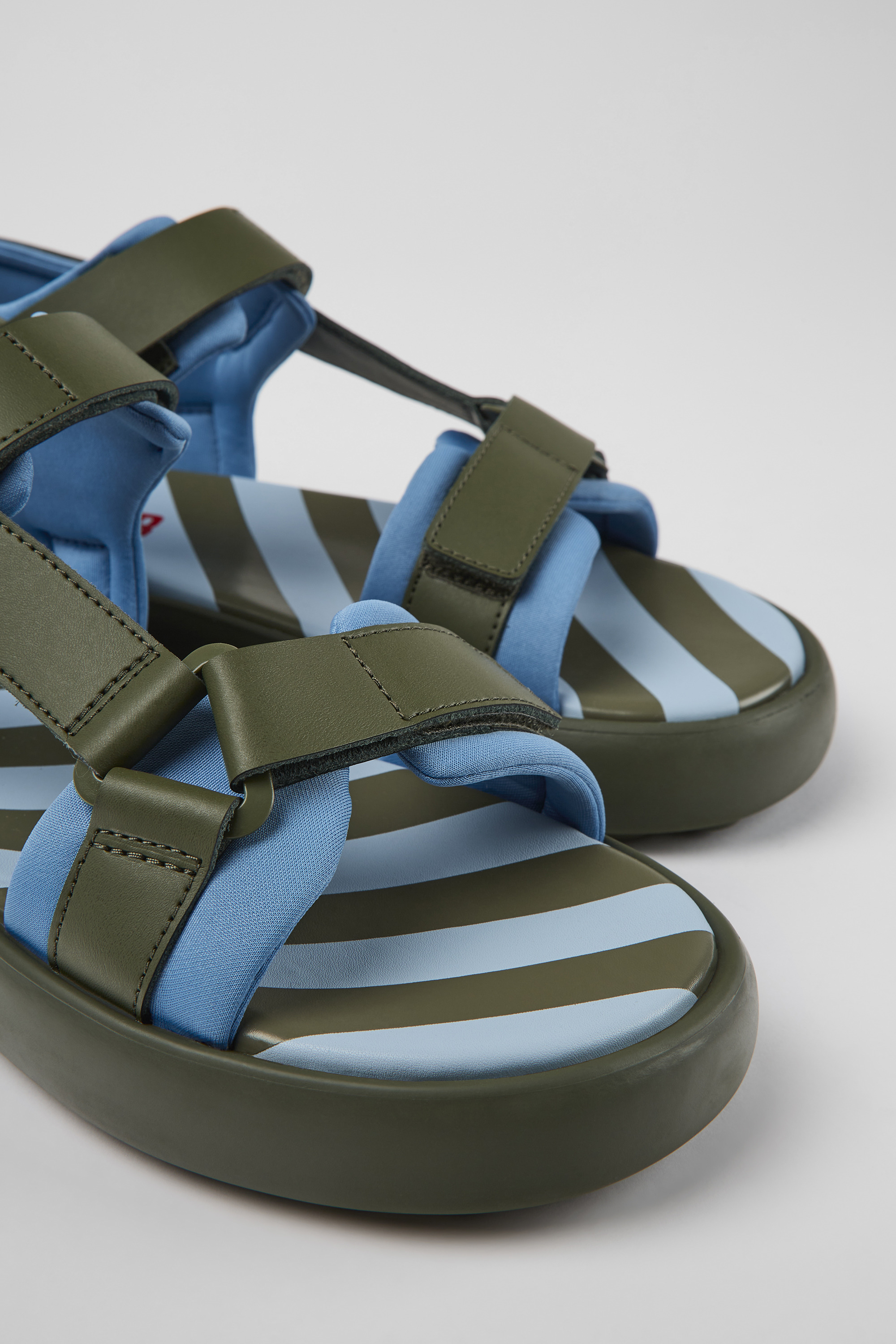 Pelotas Flota - Grünes und blaues Leder und textile Sandalen für Herren