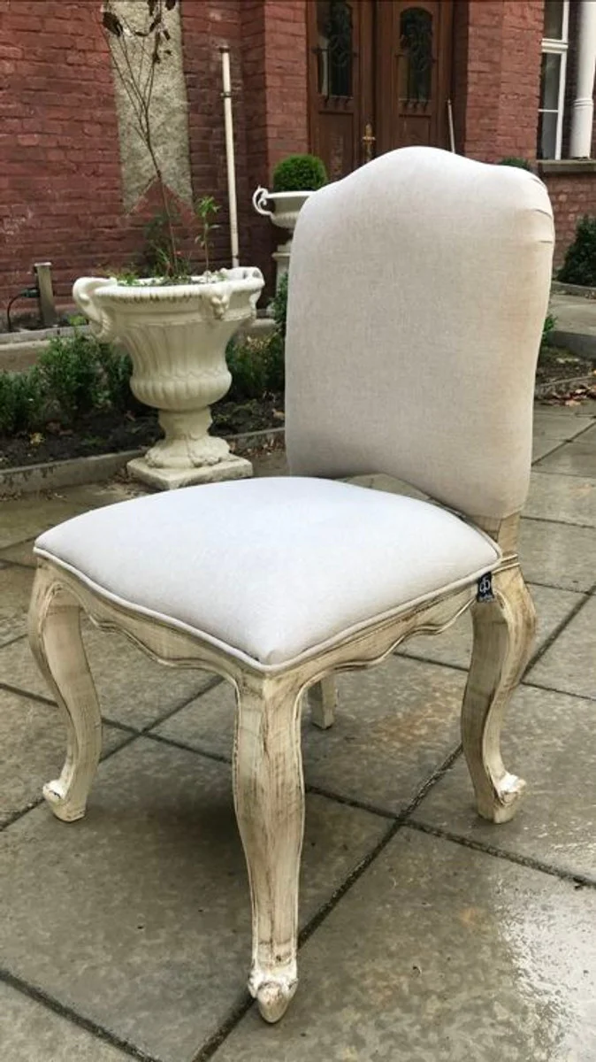 Luxury Baroque Dining Chair Castle Cream with Brass Lion Handle - Furniture Restaurant Hotel - Castle Furniture