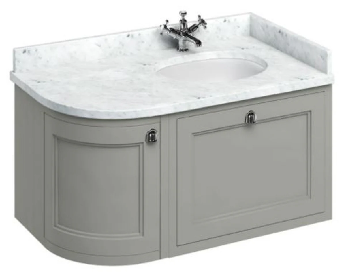 Luxury wall-mounted wash cabinet / washbasin with marble top drawer and door - Art Nouveau design