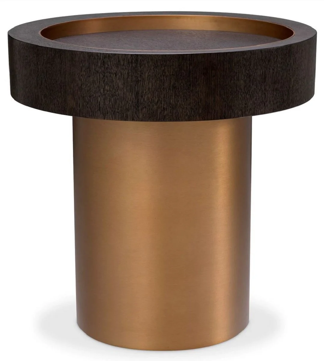 Luxury side table mocha / brass Ø 50 x H. 50.5 cm - Round living room table - Living room furniture - Luxury furniture - Luxury furnishings - Living room furnishings
