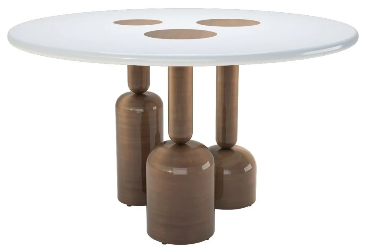 Luxury dining table white / bronze Ø 150 cm - luxury hotel & restaurant furniture