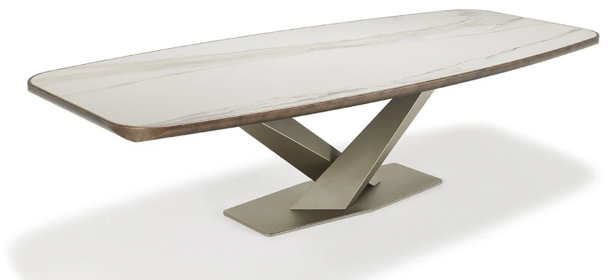 Luxury dining table multicolored / titanium colors 300 x 128 x H. 73 cm - Dining room table with high-quality ceramic table top - Modern dining room furniture - Luxury quality - Made in Italy