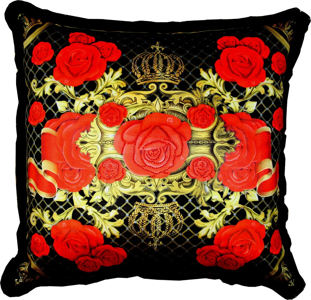 Huge XXL luxury baroque cushion Roses Pompöös by Harald Glööckler 80 x 80 cm with sparkling rhinestones