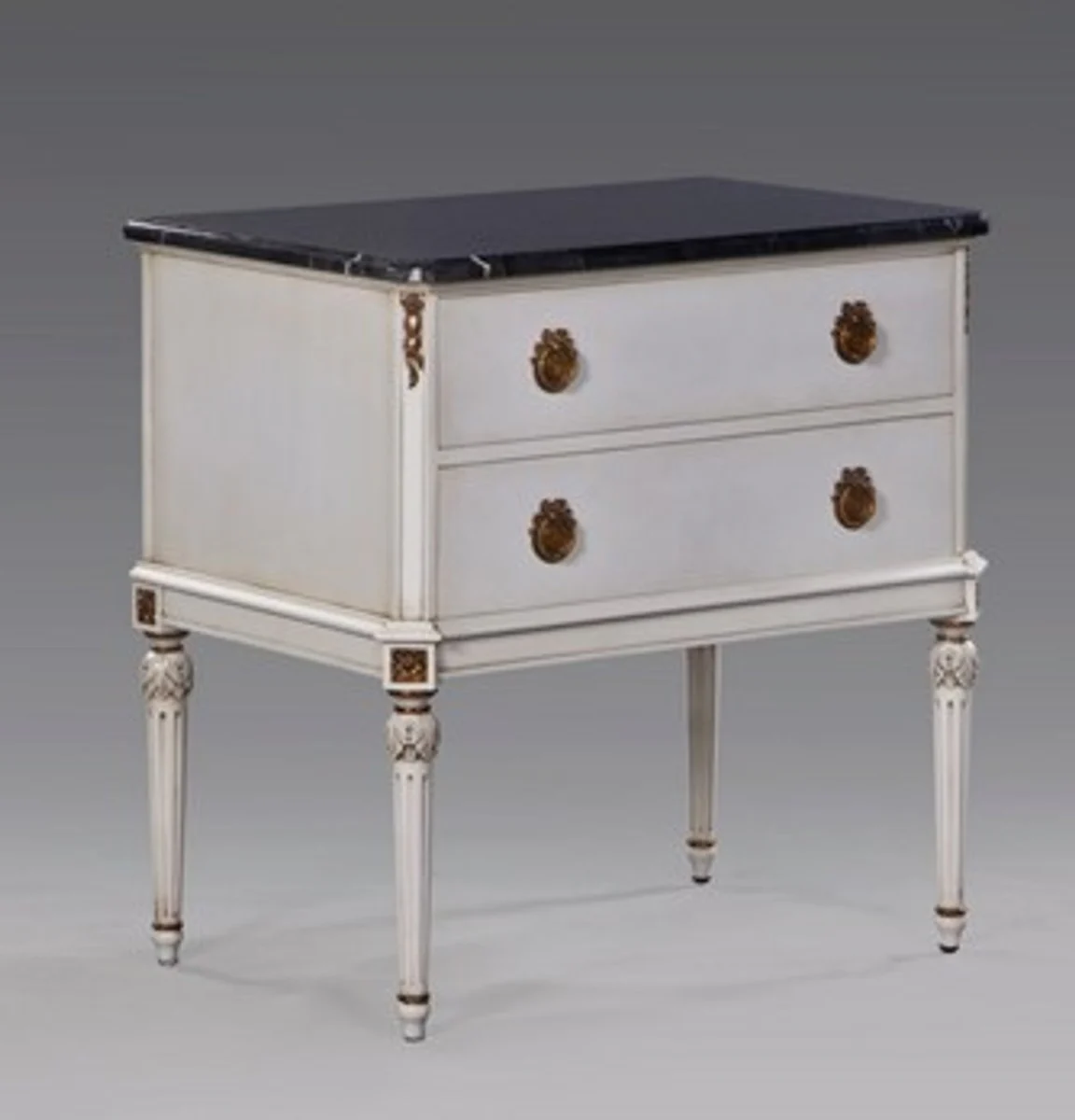 Luxury night chest of drawers matching Louis XIV bed antique white / gold from the luxury collection of - night cabinet - bedroom furniture bedside table