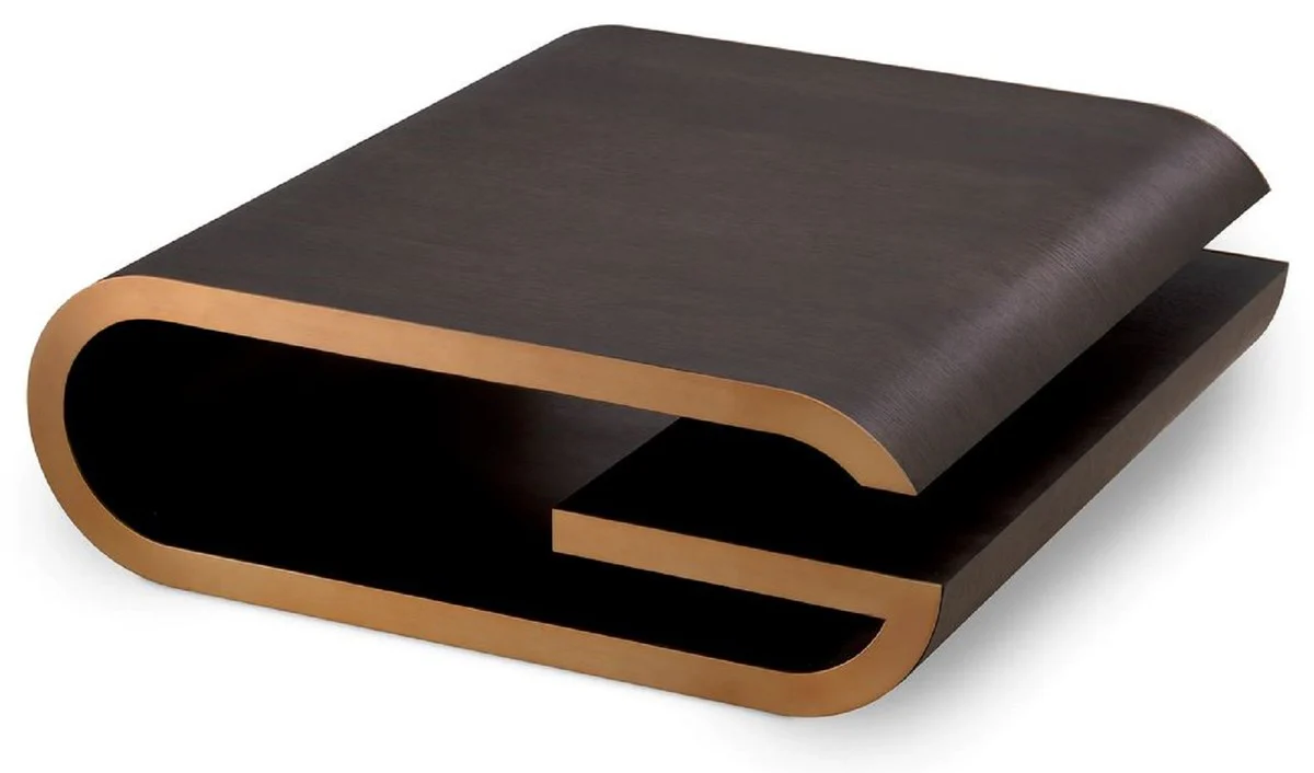 Luxury coffee table mocha / brass 100 x 100 x H. 33 cm - designer living room table - living room furniture - luxury furniture - designer furniture - luxury furnishings - designer furnishings