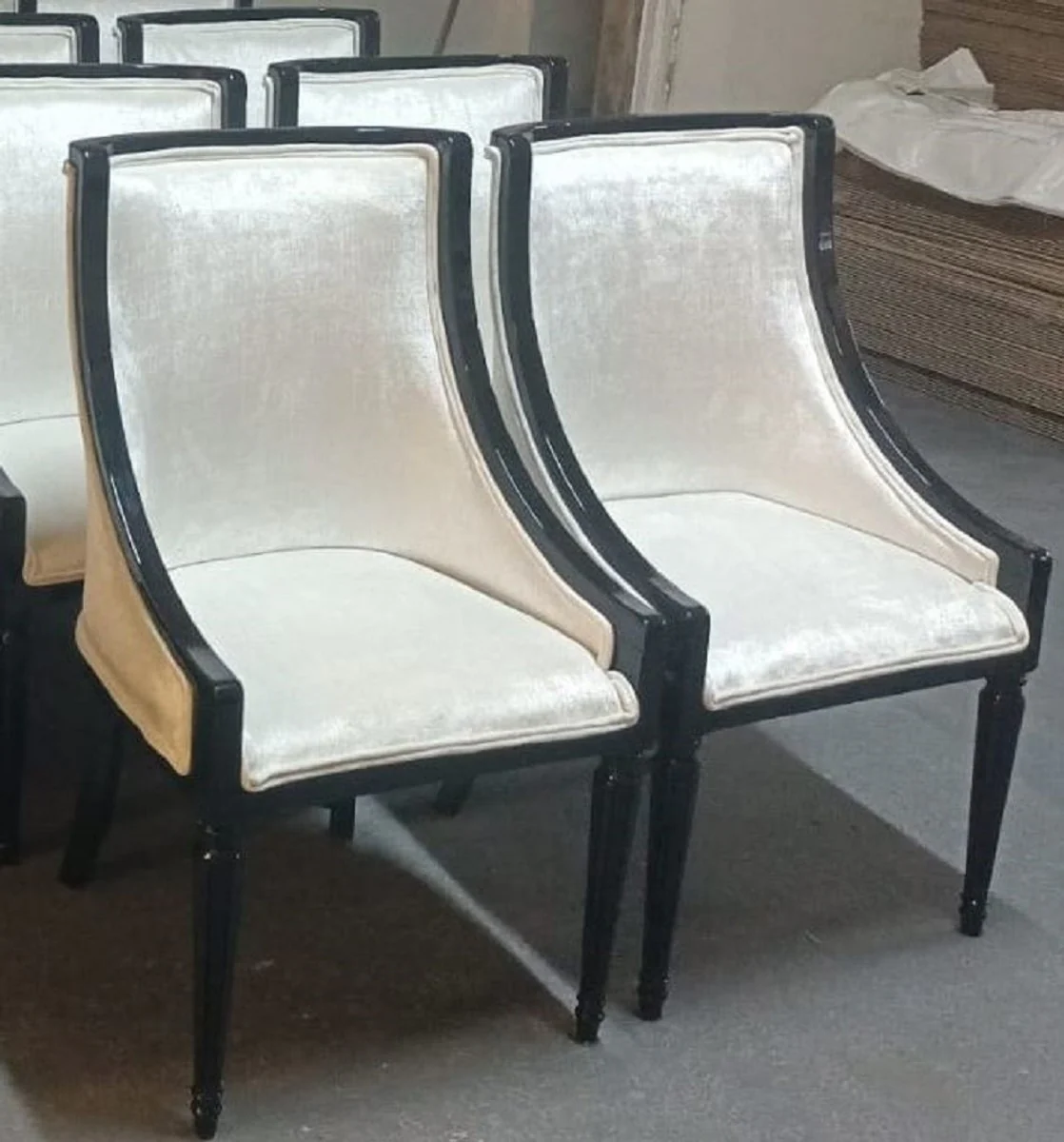 Luxury Baroque Dining Room Chair Set of 6 Gold / Black - Handmade Baroque Style Kitchen Chairs - Magnificent Luxury Dining Room Furniture in Baroque Style - Baroque Dining Room Furniture