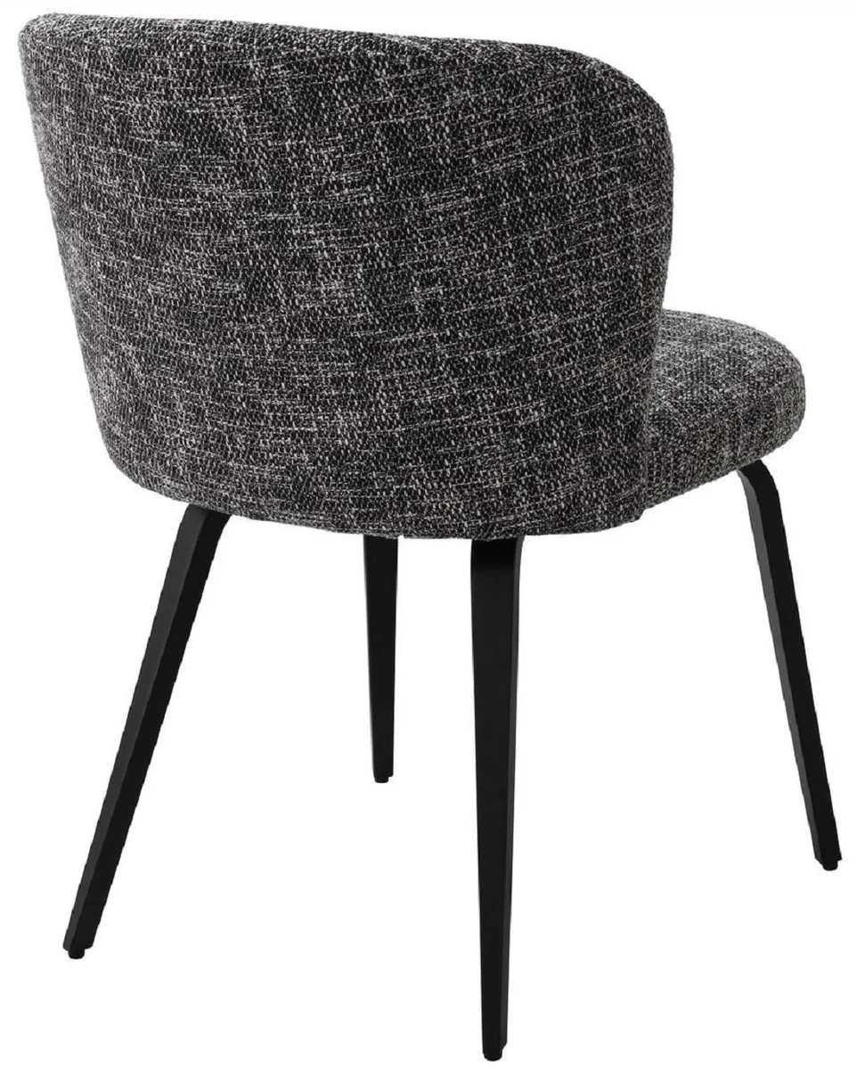Luxury dining room chair black / black 57 x 69 x H. 81 cm - Padded kitchen chair in retro design - Luxury retro dining room furniture