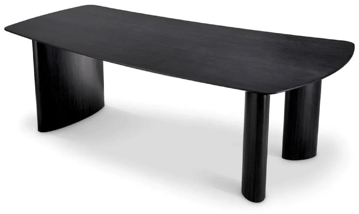 Luxury dining table black gray 230 x 120 x H. 76.5 cm - solid wood kitchen table with slightly curved table top - dining room furniture - kitchen furniture - luxury furniture - luxury furnishings