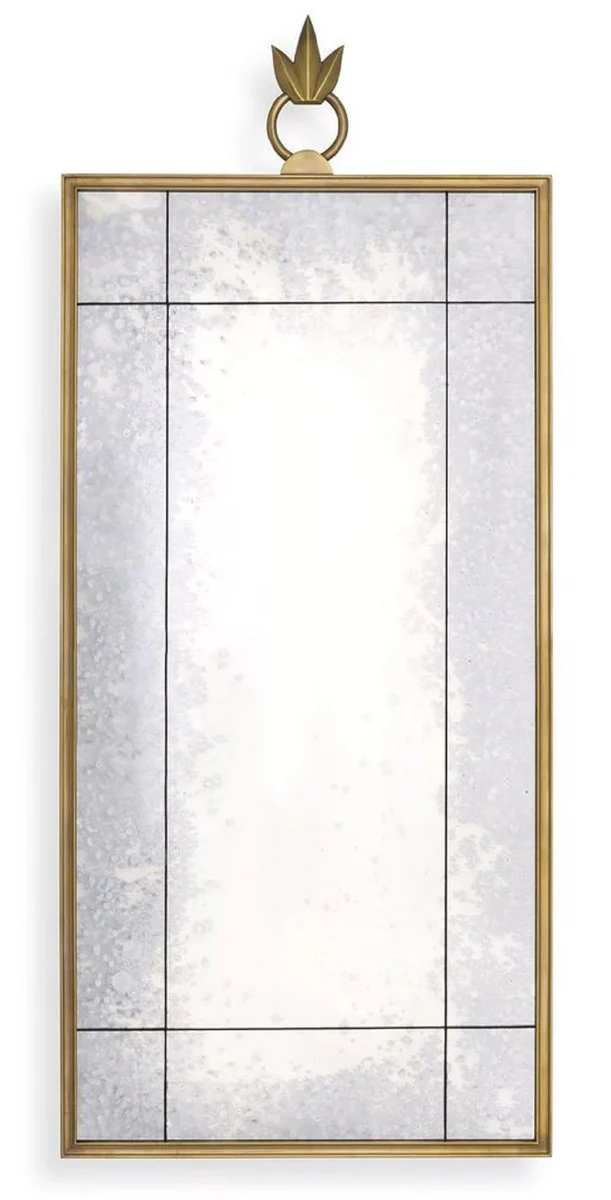 Luxury wall mirror antique brass color 60 x 2 x H. 140 cm - Rectangular mirror with antique mirror glass - Living room mirror - Bedroom mirror - Cloakroom mirror - Luxury furniture