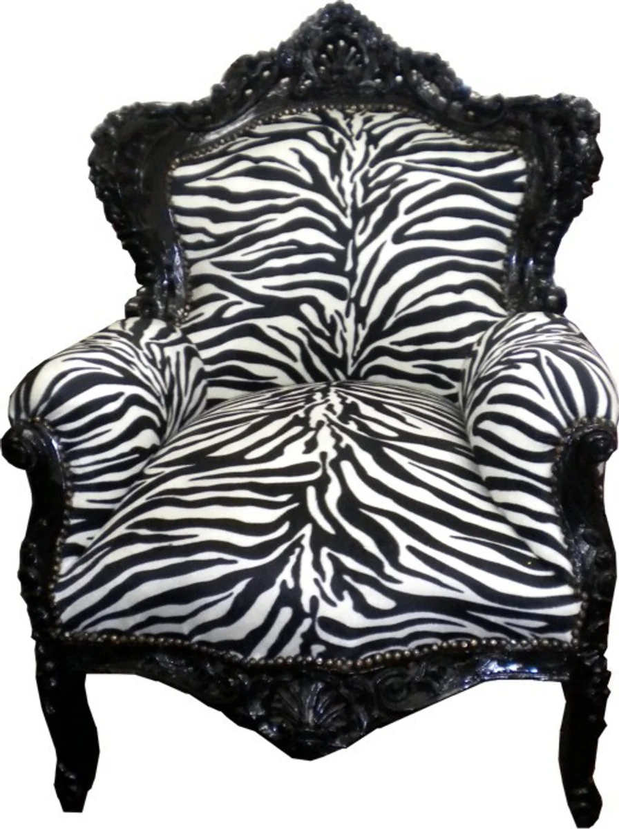 Barock Sessel King Zebra / Schwarz Möbel