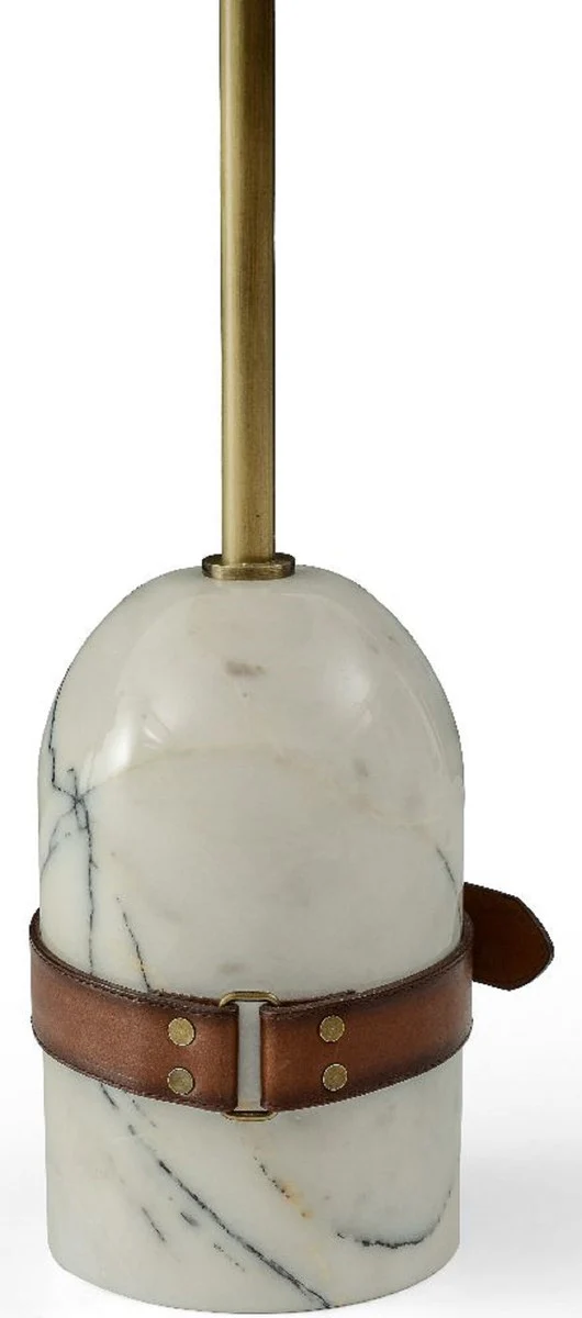 Luxury side table brown / brass / white Ø 29.5 x H. 51.5 cm - Round table with marble base - Living room furniture - Luxury furniture