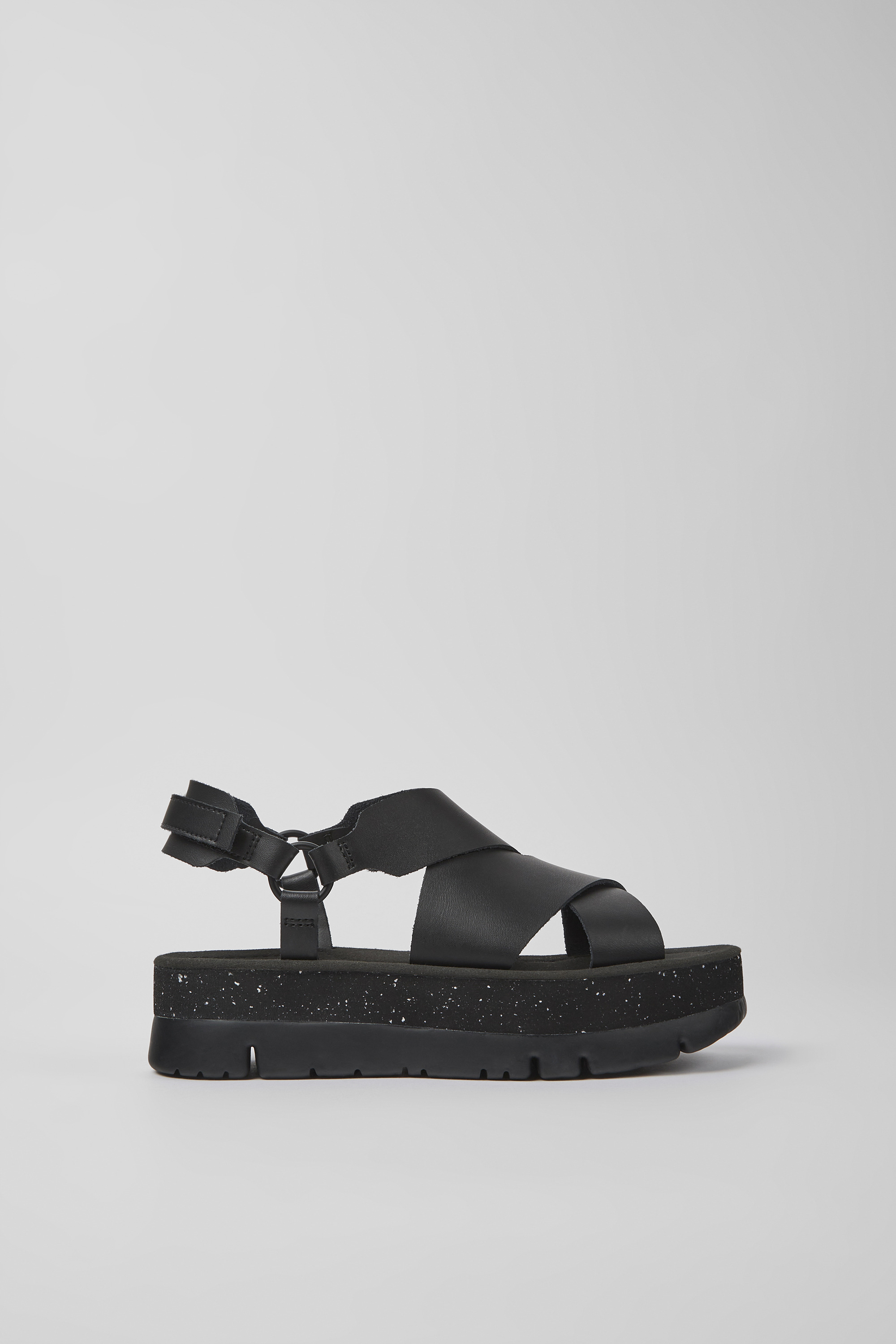 Oruga Up - Schwarze Leder Sandalen für Damen