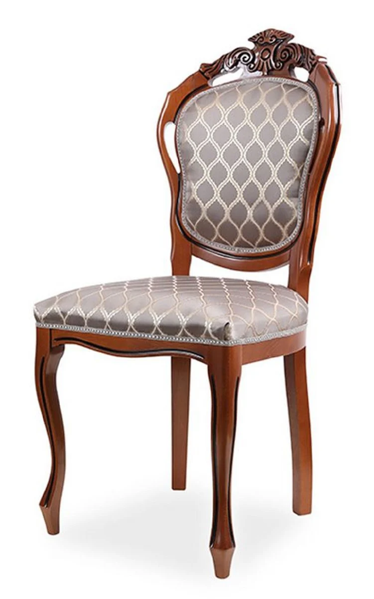 Luxury baroque dining room chair gray / brown H. 102 cm - dining room furniture in the baroque style