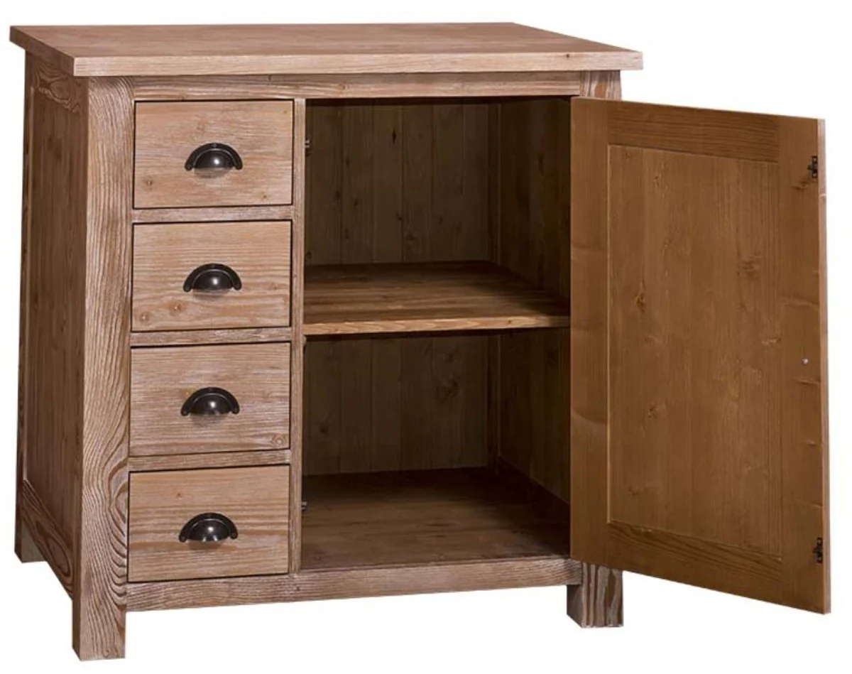 Country house style kitchen cabinet natural colors 92 x 65 x H. 90 cm - kitchen base cabinet with door and 4 drawers
