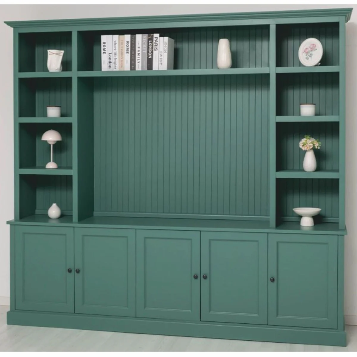 Country house style bookcase green 254 cm - country house style furniture
