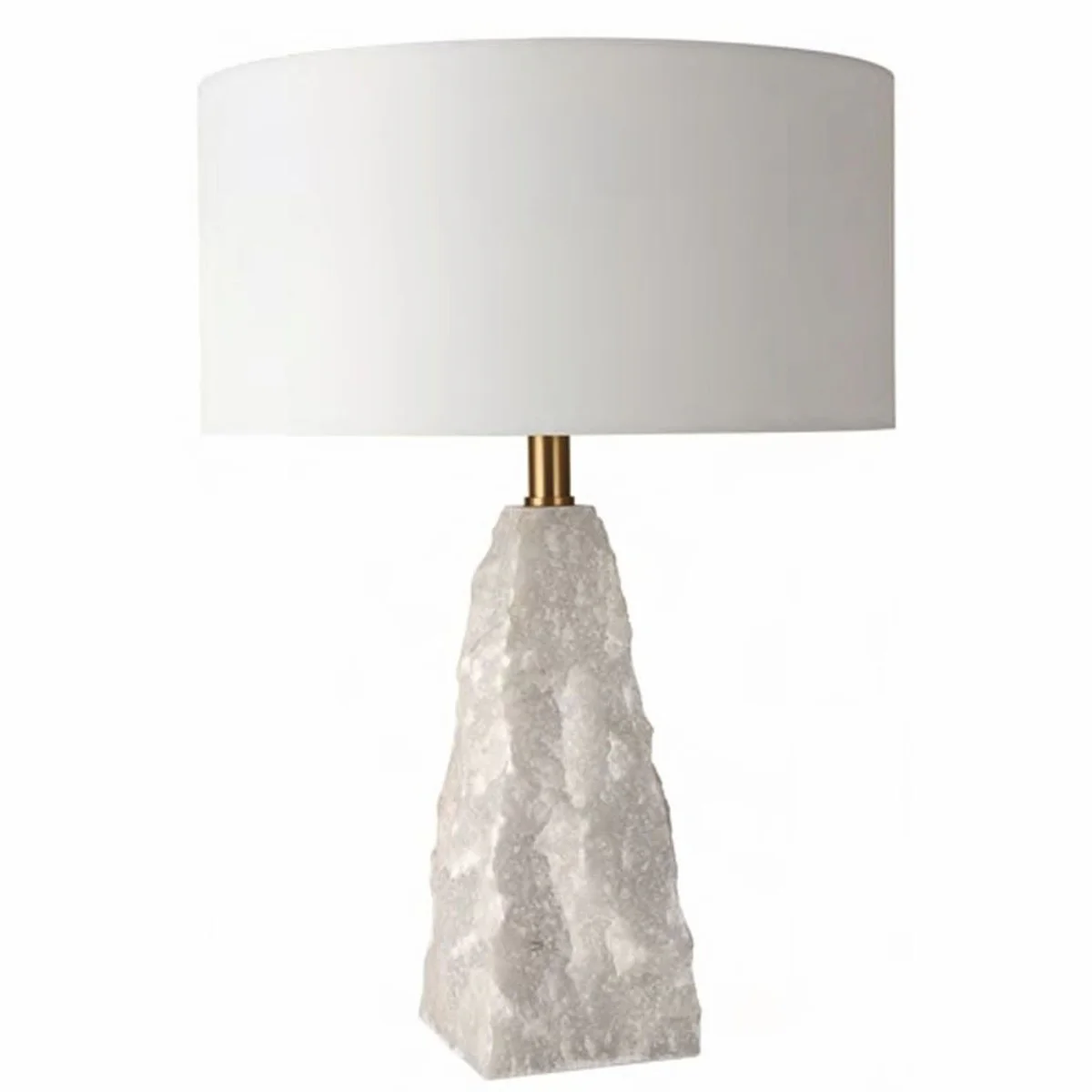 Luxury natural stone table lamp white / brass H. 56 cm - desk lamp