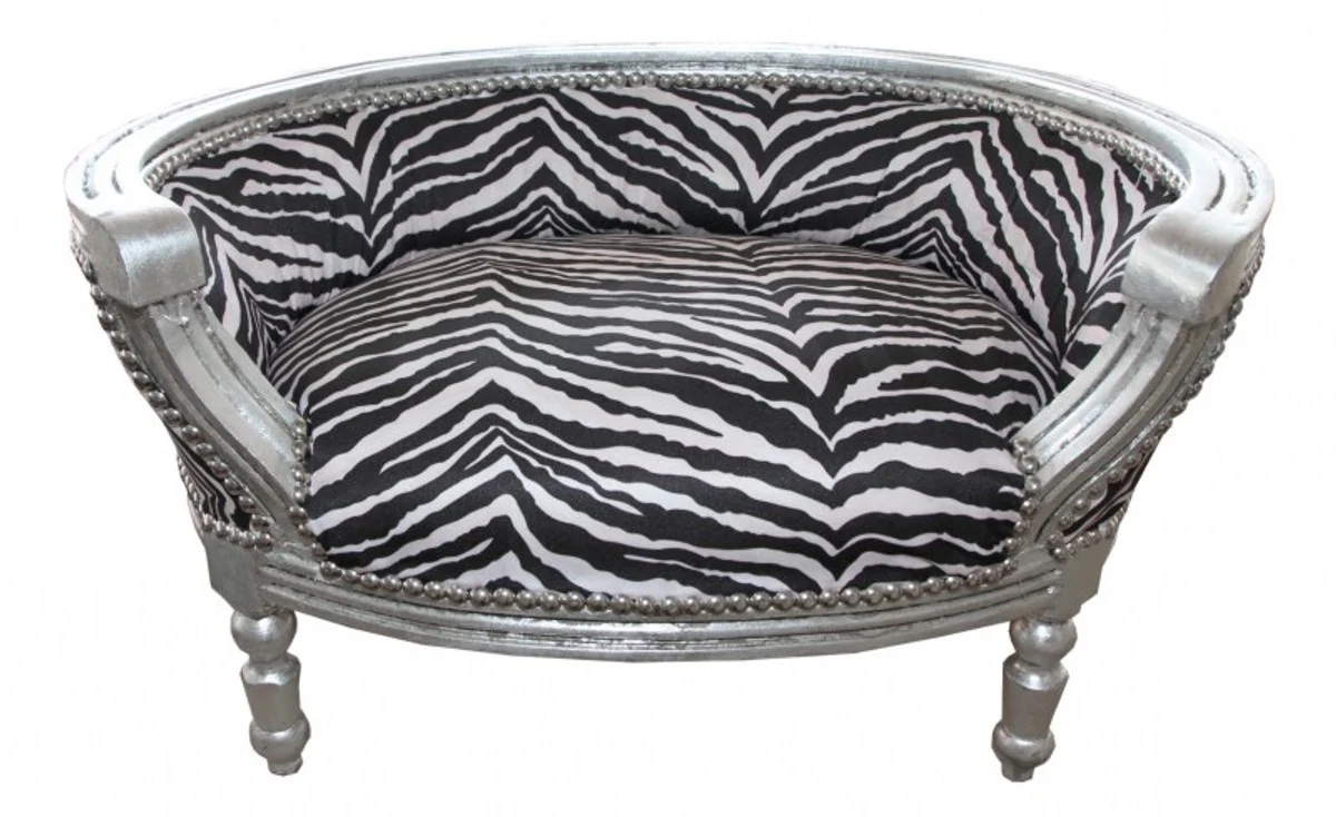 Baroque Dog & Cat Sofa Zebra /Silver Dog Bed & Cat Bed