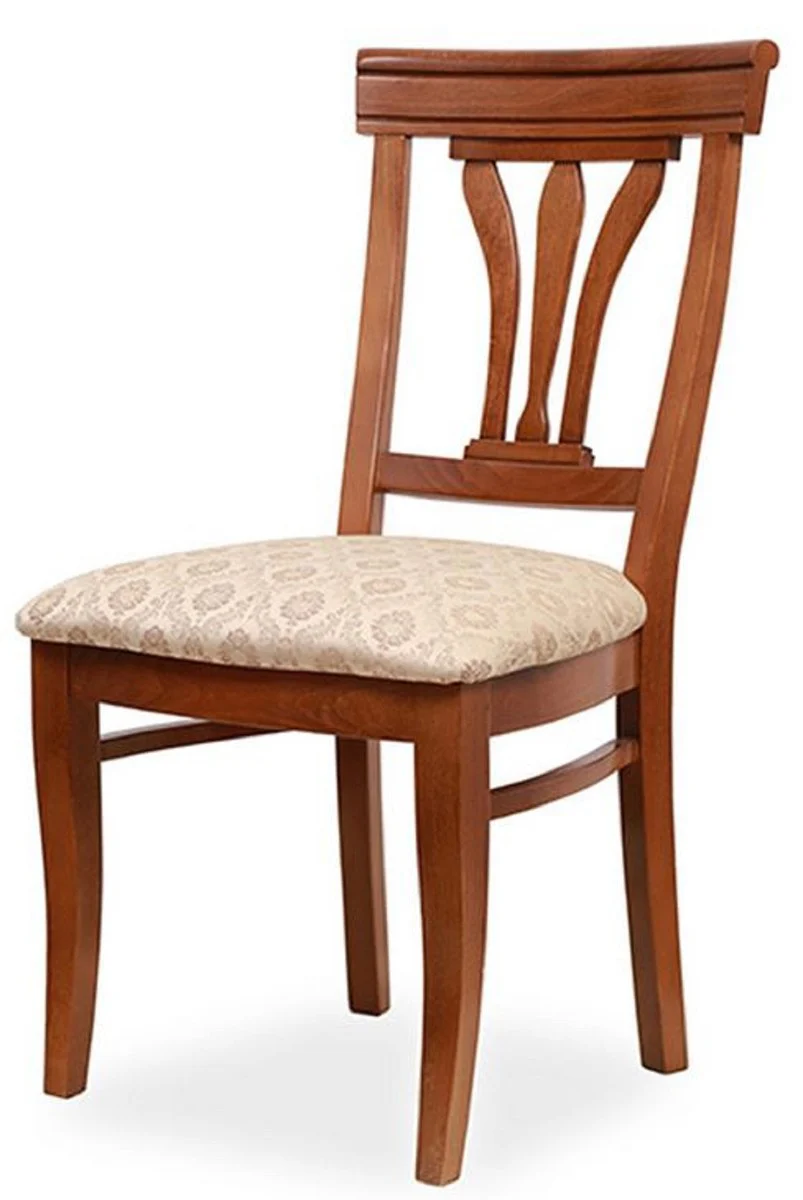 Biedermeier dining room chair beige / brown 50 x 56 x H. 96 cm - Solid wood kitchen chair - Solid wood dining room furniture - Biedermeier dining room furniture