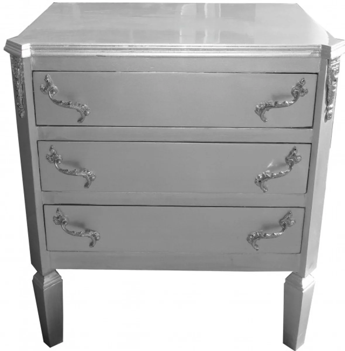 Baroque chest of drawers silver W60 H69 cm - Handmade Art Deco furniture