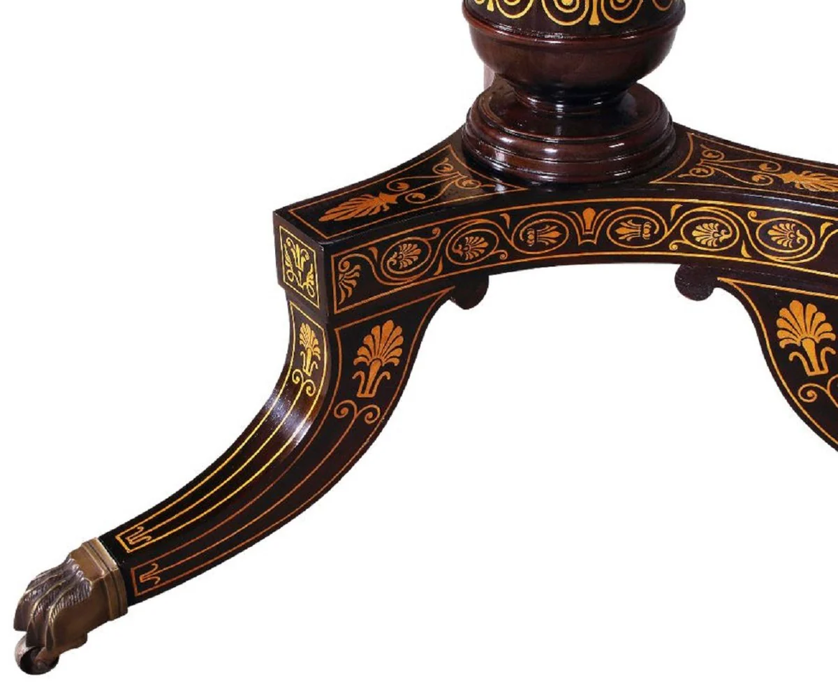 Luxury Baroque Dining Table Brown / Black / Gold - Round Solid Wood Dining Room Table in Baroque Style - Baroque Dining Room Furniture - Luxury Dining Room Furniture in Baroque Style - Noble & Magnificent