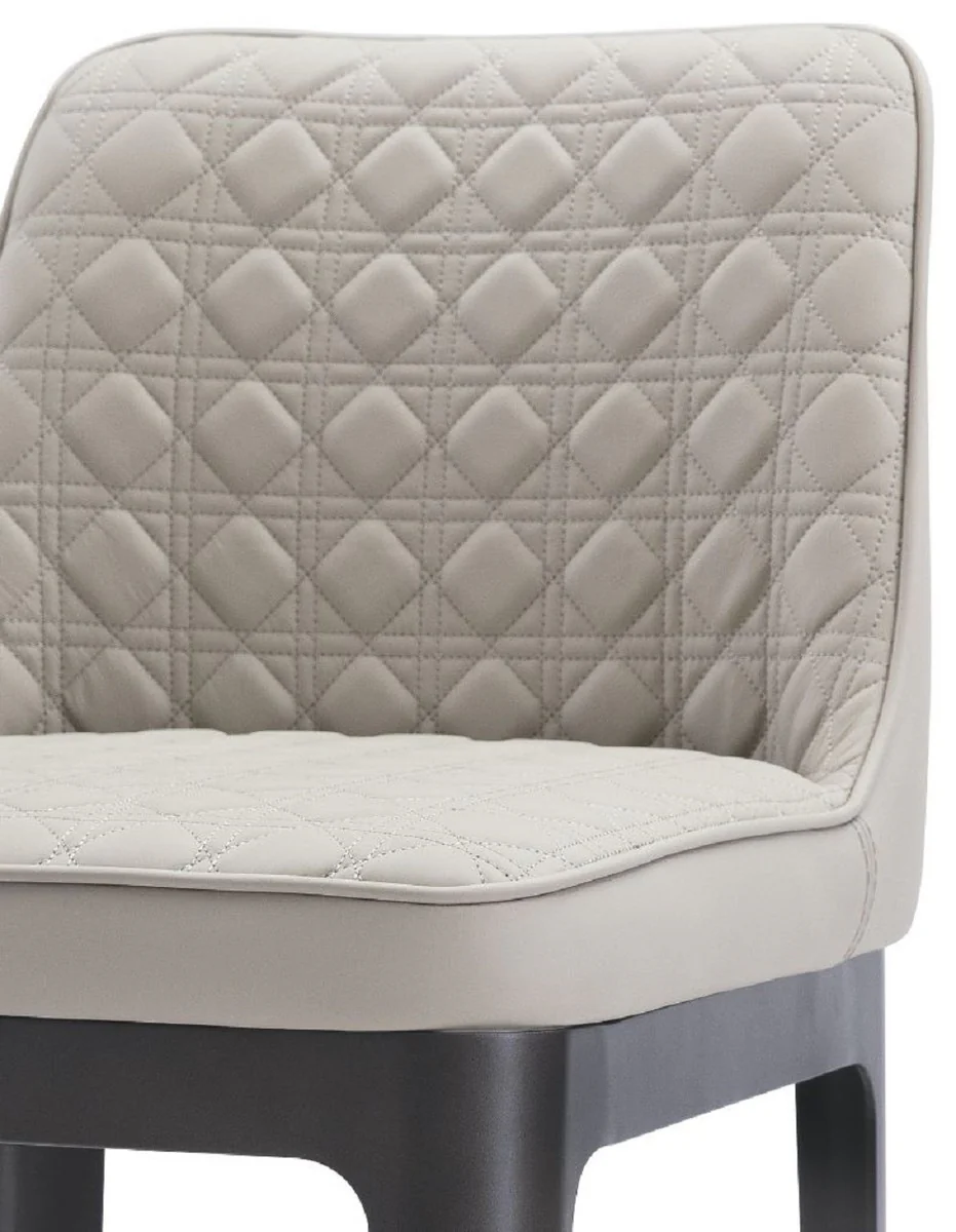 Luxury bar chair beige / matt gray 40 x 50 x H. 100 cm - real leather bar stool with powder-coated stainless steel frame - luxury bar furniture