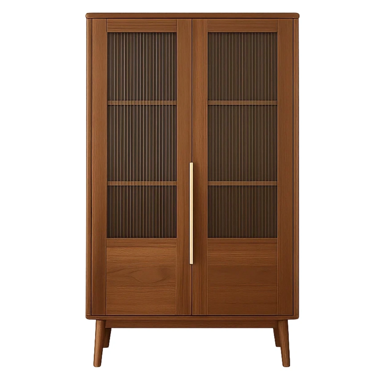 Vitrine mit Glastüren, Holzrahmen, walnussfarben, freistehend, für Wohn- oder Esszimmer, 80 x 40 x 150 cm - fphKzIx7HyWn