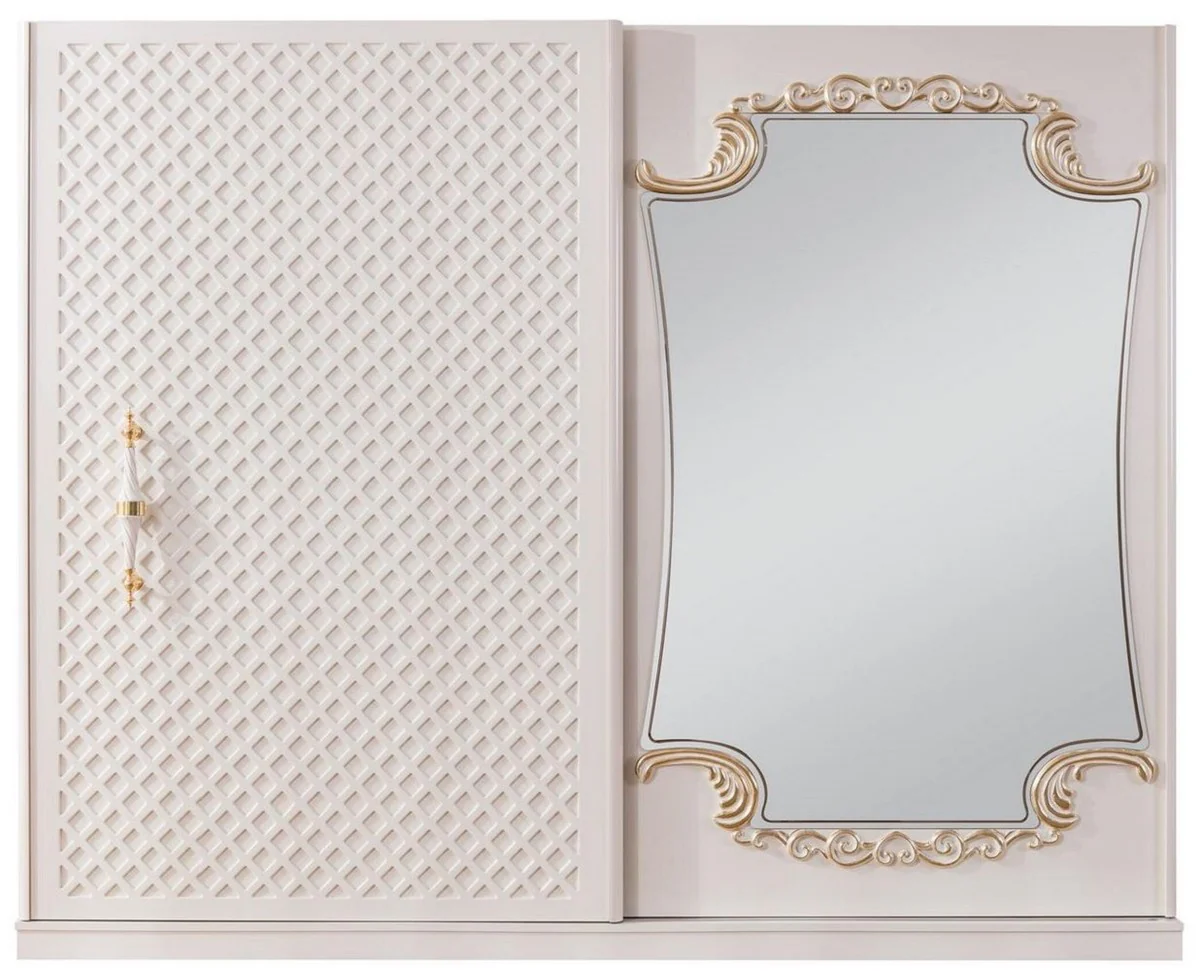 Luxury baroque bedroom wardrobe white / gold - solid wood wardrobe with 2 sliding doors - baroque bedroom furniture - noble and magnificent