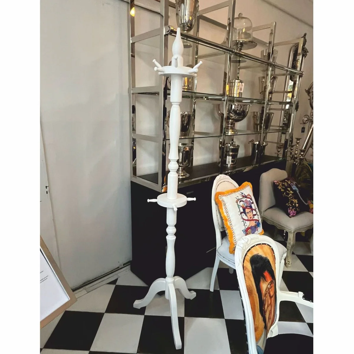 Country house style coat stand white H. 200 cm - wardrobe furniture