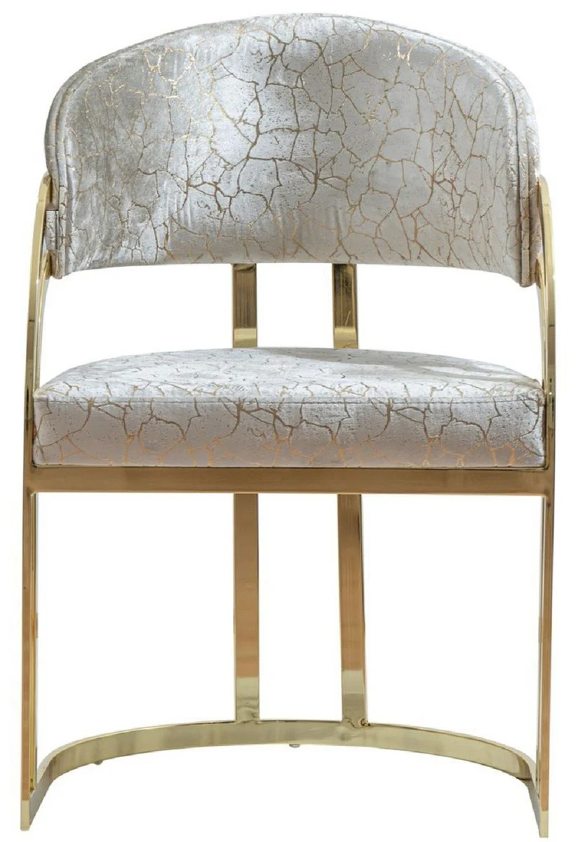Luxury dining room chair with armrests silver / gold H. 88 cm