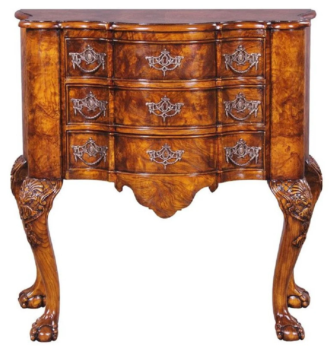 Luxury Baroque Nightstand Brown - Solid Wood Chest of Drawers - Handmade Bedside Table with 3 Drawers - Baroque Bedroom Furniture
