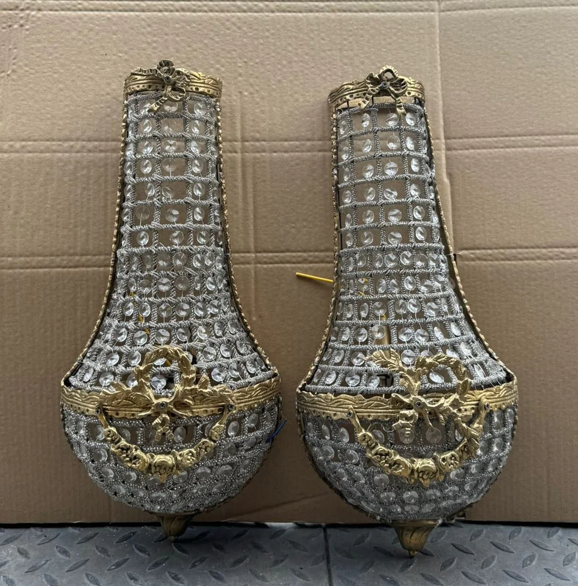 Barock Kristall Wandleuchten Set Gold H. 50 cm - Barockstil Wandleuchten