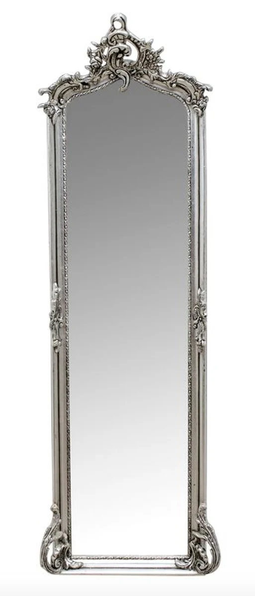 Baroque wall mirror silver 54 x H. 172 cm - living room mirror antique style furniture
