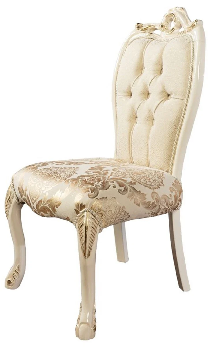Luxury Baroque Dining Room Chair Set of 6 White / Gold - Magnificent Baroque Style Kitchen Chairs - Baroque Style Furniture - Luxury Dining Room Furniture in Baroque Style - Baroque Dining Room Furniture