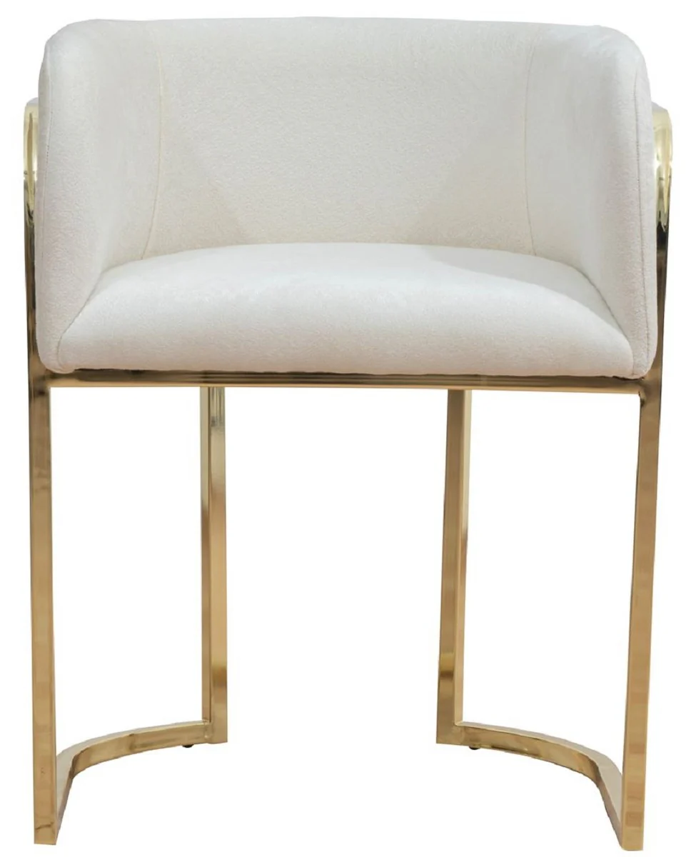 Luxury dining room chair with armrests cream / gold H. 74 cm