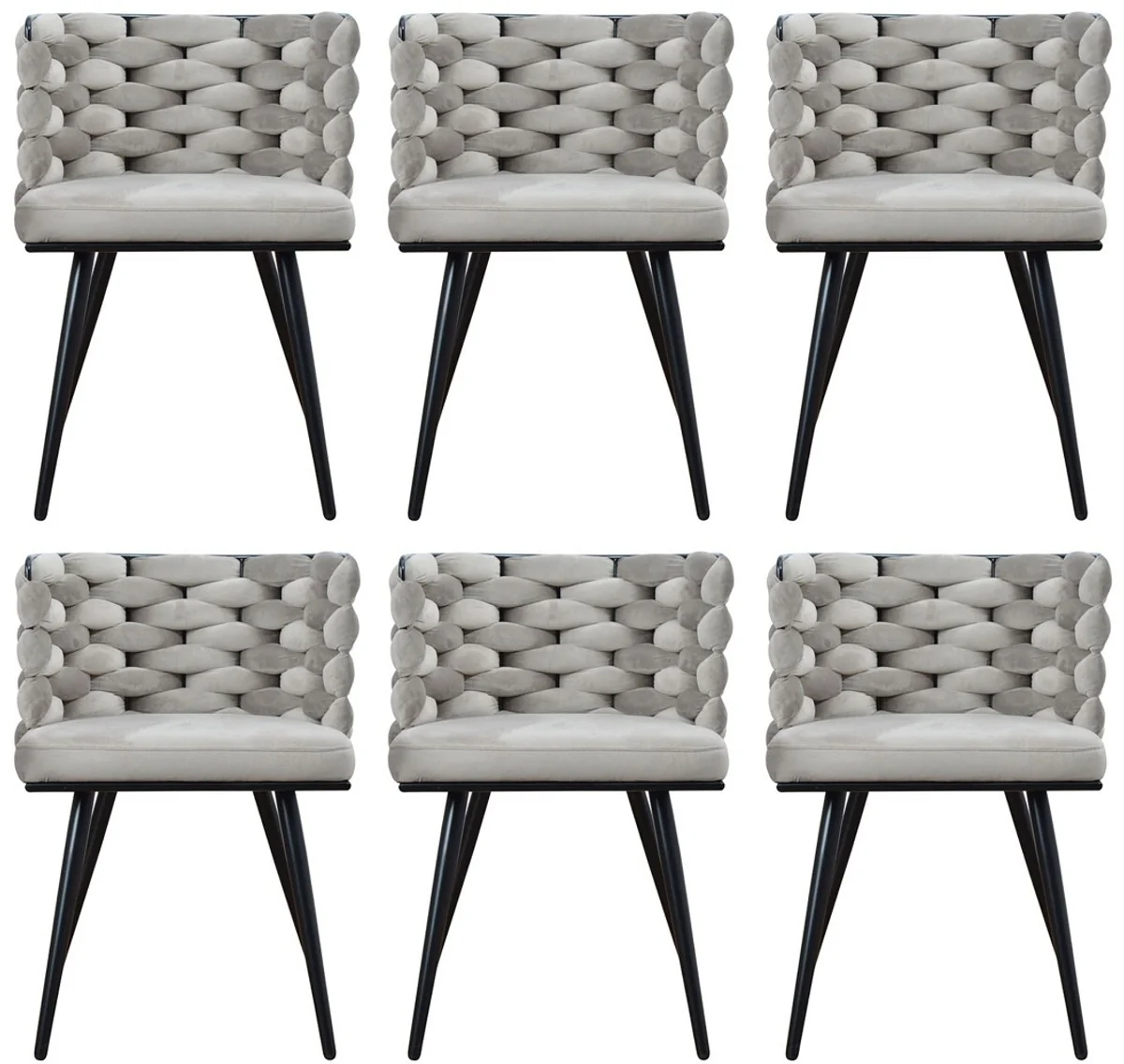 Luxury dining room chair set of 6 gray / black 53 x 46 x H. 75 cm - Luxury kitchen chairs - Dining room furniture - Kitchen furniture - Luxury furniture - Luxury furnishings - Dining room furnishings